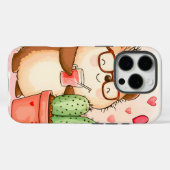 Hedgehog Cactus Cheers Waterverf Case-Mate iPhone Case (Achterkant (horizontaal))