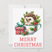 Hedgehog Christmas Card Feestdagenkaart (Voorkant)