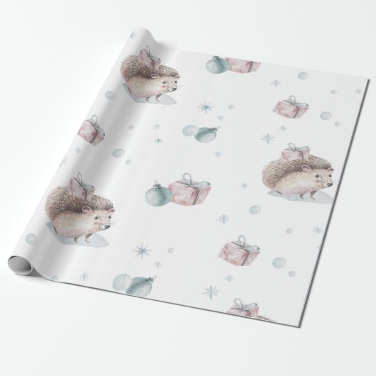 HEDGEHOG CHRISTMAS GIFT WRAPPING CADEAUPAPIER (Uitgerold)