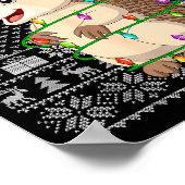 Hedgehog Christmas Lights Ugly Sweater Funny Santa Poster (Hoek)