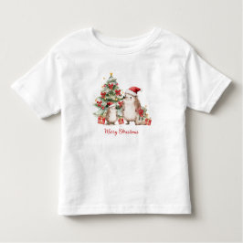 Hedgehog Christmas Tree Presents Kids Kinder Shirts