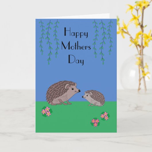 Hedgehog en kind Moederdag Kaart (Gele Bloem)