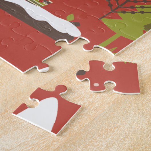 Hedgehog en Winter Beer Kerst Legpuzzel (Zijkant)