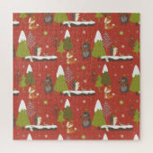 Hedgehog en Winter Beer Kerst Legpuzzel (Verticaal)