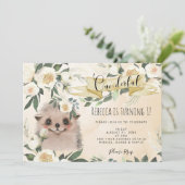 Hedgehog Floral Onederful 1e verjaardag uitnodigin Kaart (Staand voorkant)