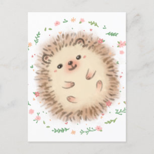 Hedgehog & Flowers illustratie Briefkaart