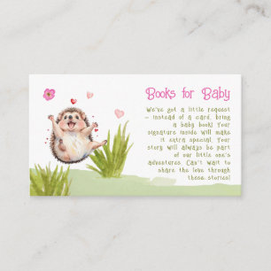 Hedgehog Fun Garden Party Boeken voor Baby shower Informatiekaartje