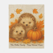 Hedgehog - Gezellig Oogst Home & Family Name Scrip Fleece Deken (Voorkant)