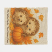 Hedgehog - Gezellig Oogst Home & Family Name Scrip Fleece Deken (Voorkant (Horizontaal))