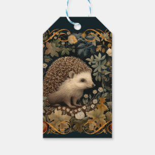 Hedgehog in de Forest William Morris stijl Cadeaulabel