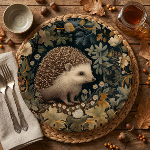 Hedgehog in de Forest William Morris stijl Papieren Bordje