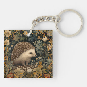 Hedgehog in de Forest William Morris stijl Sleutelhanger