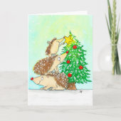 Hedgehog Joyeux Noël carte de voeux par N. Janes (Devant)