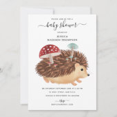 Hedgehog Mushroom Woodland Funny Baby Shower Kaart (Voorkant)