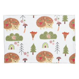 Hedgehog Natuur Bloemen Regenboog Patroon Kussensloop