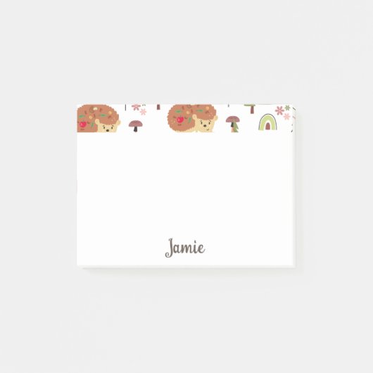 Hedgehog Natuur Bloemen Regenboog Patroon Post-it® Notes (Voorkant)