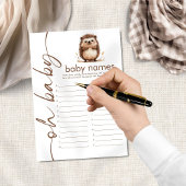 Hedgehog Oh Baby Names Carte de jeu de douche