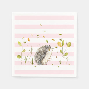 Hedgehog Party Decor Papier Servetten Roze Gestree