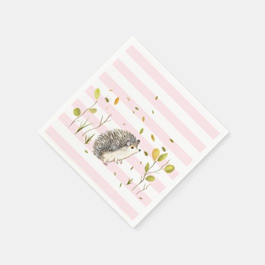 Hedgehog Party Decor Papier Servetten Roze Gestree (Hoek)