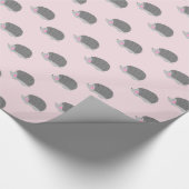 Hedgehog Roze en Grijs Verpakkingsdocument Cadeaupapier (Hoek)
