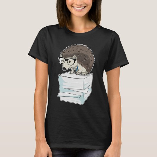 Hedgehog Secretaris Stack van papier T-shirt (Voorkant)