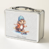 Hedgehog Skateboard Metalen Lunchbox (Achterkant)