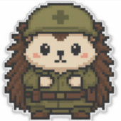 Hedgehog Soldier 6x6 Sticker (Voorkant)
