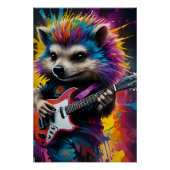 Hedgehog speelt gitaar, rock graffiti perfect poster (Voorkant)
