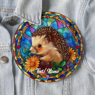 Hedgehog Stain Glass Design Ronde Button 6,0 Cm
