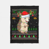 Hedgehog Ugly Christmas Sweaters Holiday Santa Cut Fleece Deken (Voorkant)