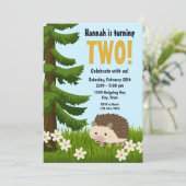 Hedgehog Verjaardag Uitnodiging (Staand voorkant)