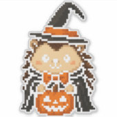 Hedgehog Witch sticker 6x6 (Voorkant)