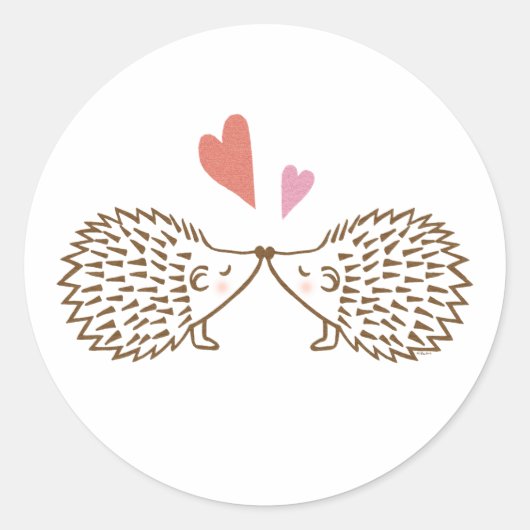 Hedgehogs Sticker Hedgehog Liefde bruiloft gunst (Voorkant)