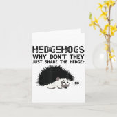 Hedgehogs, Why Don't They Just Share... Funny Hedg Kaart (Gele Bloem)