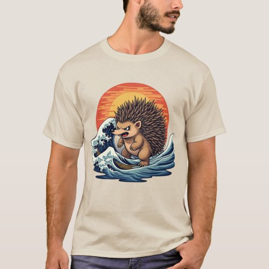 Hedgehogzilla Wave -  Japanse kunst Hedgehog T-shirt (Voorkant)