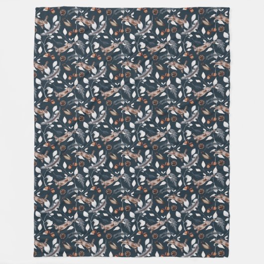 Hedgerow Vines Romping Rabbits Fleece Deken (Voorkant)