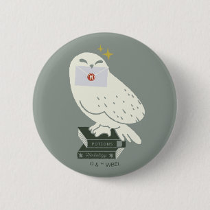 Hedwig Met Brief Whimsical Tekening Ronde Button 5,7 Cm