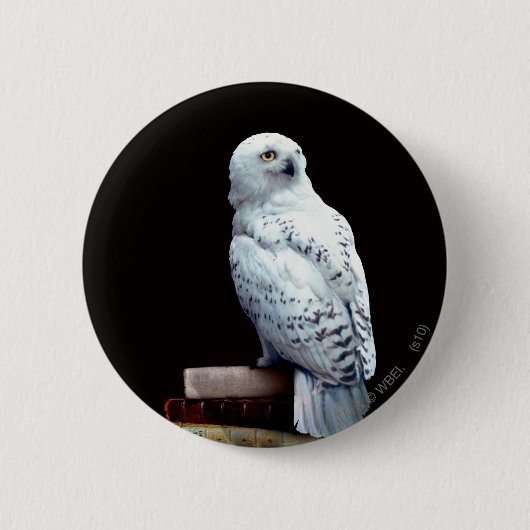 Hedwig op boeken ronde button 5,7 cm (Voorkant)