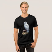 Hedwig op boeken Tri-Blend shirt (Voorkant volledig)