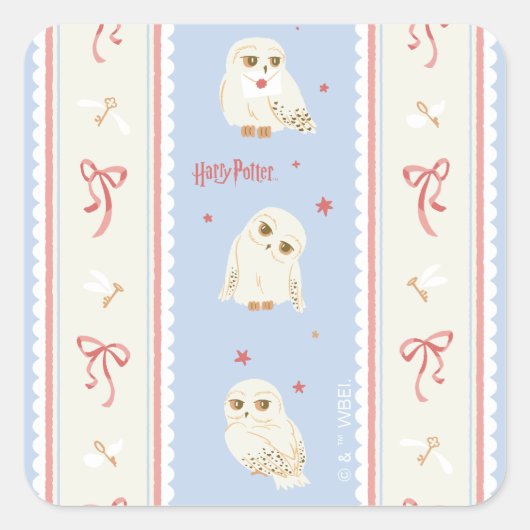 Hedwig Owl Post Stripe Pattern Vierkante Sticker (Voorkant)