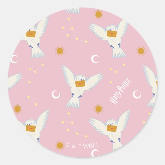 Hedwig Pink Solstice Pattern Ronde Sticker (Voorkant)