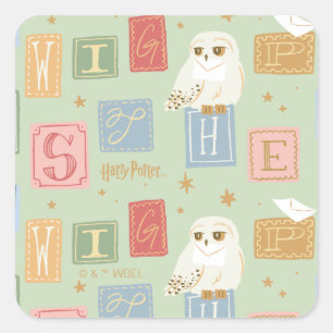 Hedwig Post Letter Blokpatroon Vierkante Sticker