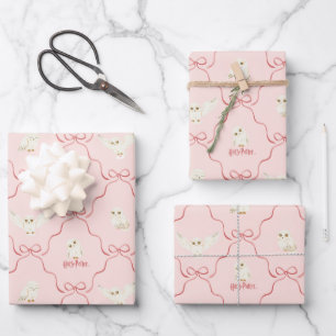Hedwig Roze Lint Patroon Inpakpapier Vel