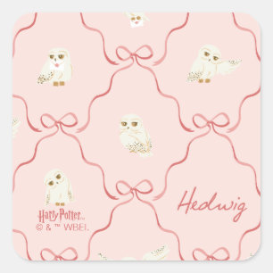 Hedwig Roze Lint Patroon Vierkante Sticker