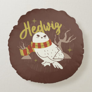 Hedwig Whimsical Bos Tekening Rond Kussen