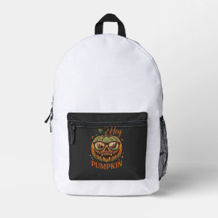 Héé Pompoen Halloween Jack Lantern Bril Snor Bedrukte Rugzak