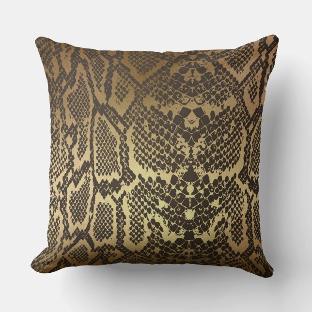 Heedendaagse Golden Black Python Snake Skin Kussen (Voorkant)