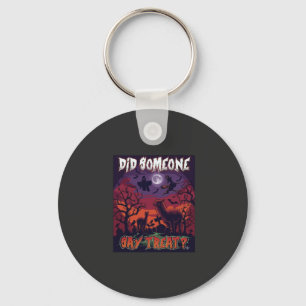 Heeft iemand traktatie Halloween Alpaca Heks Maan Sleutelhanger