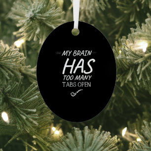 Heeft te veel tabbladen open grappig metalen ornament