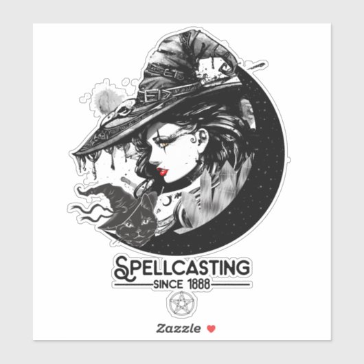  heek en zwarte kat Wiccan Wicca Spellcasting Sticker (Vel)
